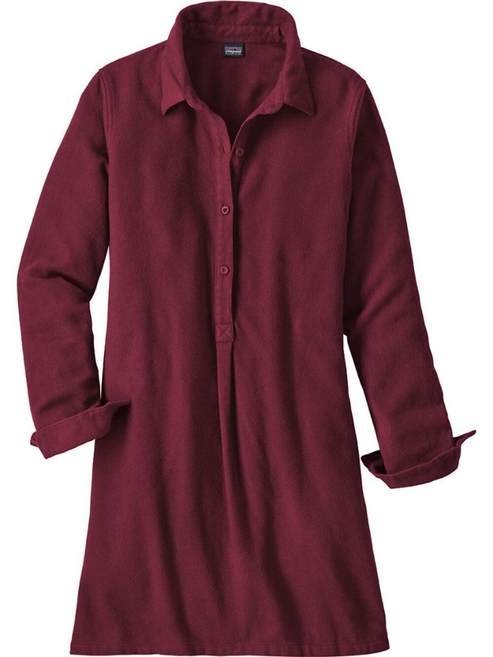 Patagonia Fjord Shirt Dress | Size S | Burgundy Organic Cotton Flannel - Picture 2 of 7